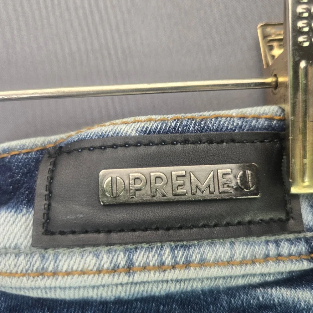 Preme Jeans Rest In Paradise Distressed Graphic Denim 34x33 Blue Palm Tree Slim